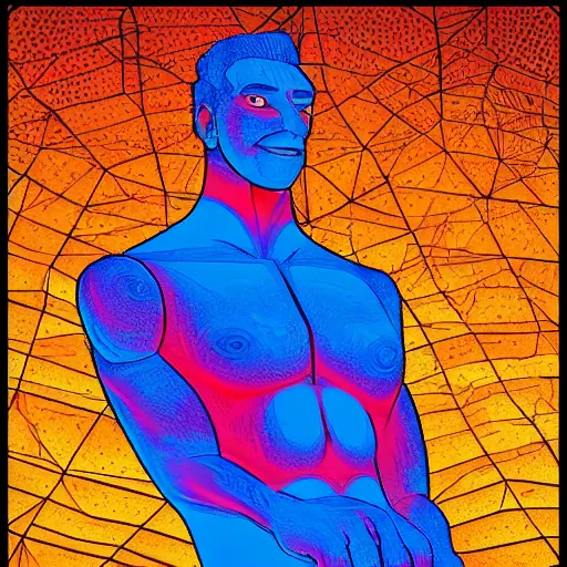 Prompt: a vibrant science fiction fantasy man who's made out of himalayan rock salt, scene from'the very pulse of the machine'by polygon pictures, highly detailed, remodernism, cel - shaded, colored screentone, digitally enhanced.