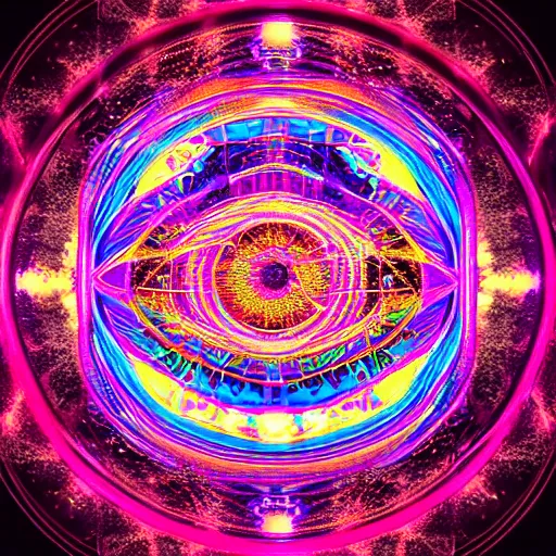 Prompt: “Bass music mandala night club trees moon laser hyperrealism psychedelic art nighttime 8K resolution Octane Render hyperdetailed”