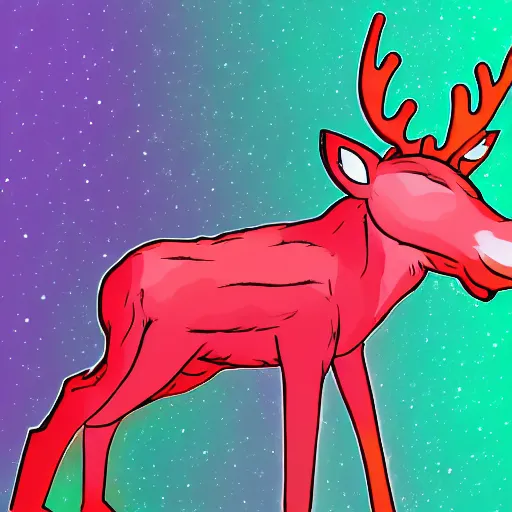 Image similar to Reindeer made out of void, rainbow outline, fursona, furry, back, male furry anthro,