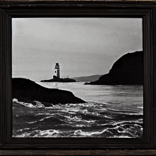 Image similar to moonlit waves on the shore with longship's lighthouse, cornwal, land's end, by albert julius olson