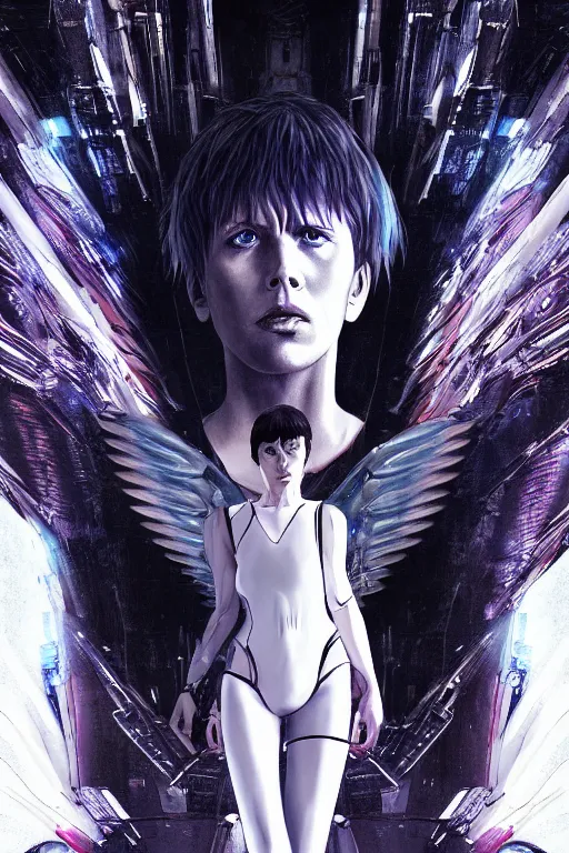 Image similar to white arc-angel with mystic robotic wings, blade runner, akira, ghost in the shell, 2077, ultra detailed, digital art, 8k ,character ,realistic, portrait, hyperrealistic