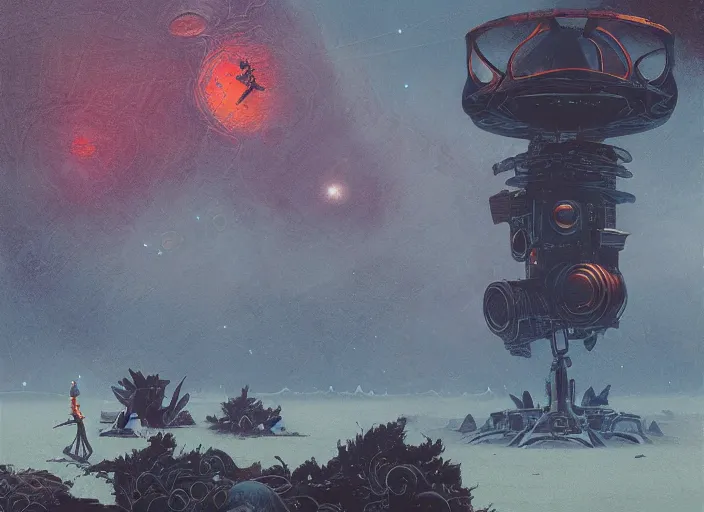 Prompt: unpublished photo of ufo, tripod, winds, by john howe & victo ngai & craig mullins & peter mohrbacher