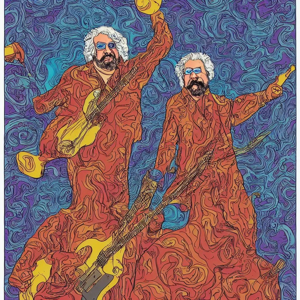 Image similar to jerry garcia in the style of moebius