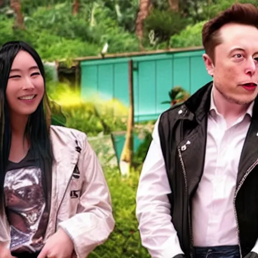 Prompt: a screenshot of Elon Musk and Hatsune Miku in Camp Rock