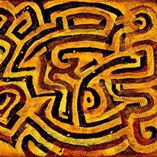 Image similar to labyrinth, paleolithic cave painting