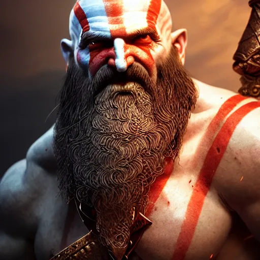 Image similar to hyperrealistic mixed media image of a dwarfish god of war, stunning 3 d render inspired art by greg rutkowski and xiang duan and thomas eakes, realistic, highly detailed attributes and atmosphere, dim volumetric cinematic lighting, 8 k octane detailed render, post - processing, masterpiece,