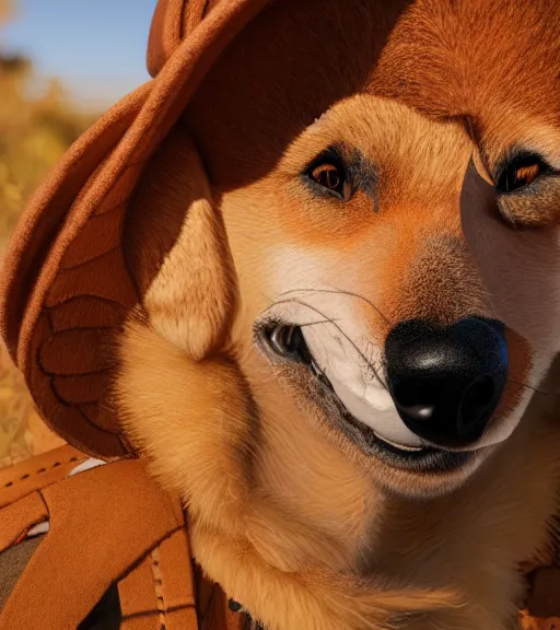 Prompt: stylized close up character portrait icon of the anthro anthropomorphic dingo dog trader head animal person fursona wearing clothes standing in the australian outback, hidari, color page, tankoban, 4 k, tone mapping, akihiko yoshida