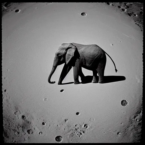 Prompt: an elephant astronaut on the moon