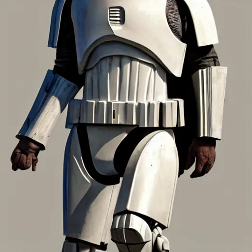 Image similar to an imperial stormtrooper walking, full body photography, extremely long shot, long shot, full-length, head-to-toe, concept art by Doug Chiang cinematic, realistic painting, high definition, concept art, the Mandalorian concept art style