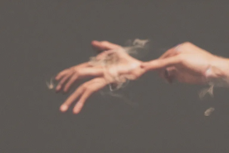 Image similar to Close-up of thin soft hand, cigarette with smoke, hand with five fingers, hyper realistic, high details, photo, super resolution