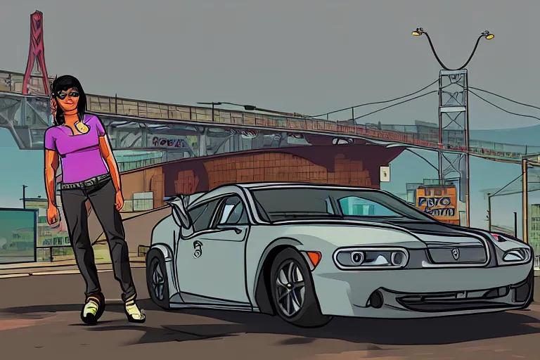 Image similar to cartoon gta V style, car