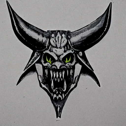 Prompt: Metal engravement artwork of a demon