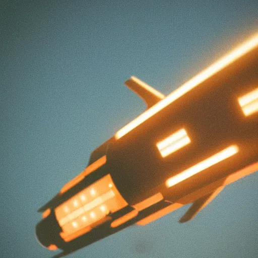 Prompt: faster than light spaceship ready to jump, cinestill colour, anamorphic, blue glow, cinematic