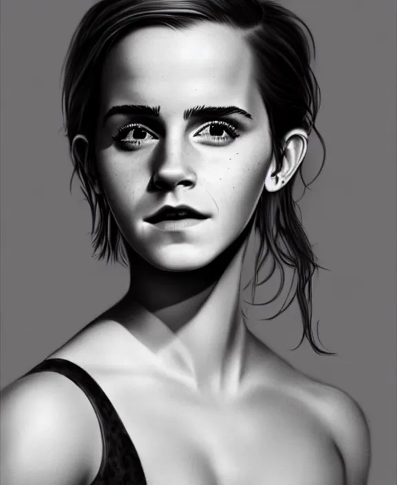 Image similar to emma watson full body portrait, art by denys tsiperko and bogdan rezunenko, hyperrealism