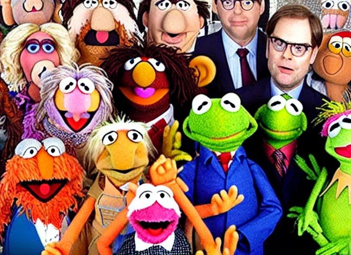 Image similar to studio portrait of!!! muppet muppet!!!!! dwight schrute as a muppet muppet muppet as a muppet as a muppet in the tv show the office