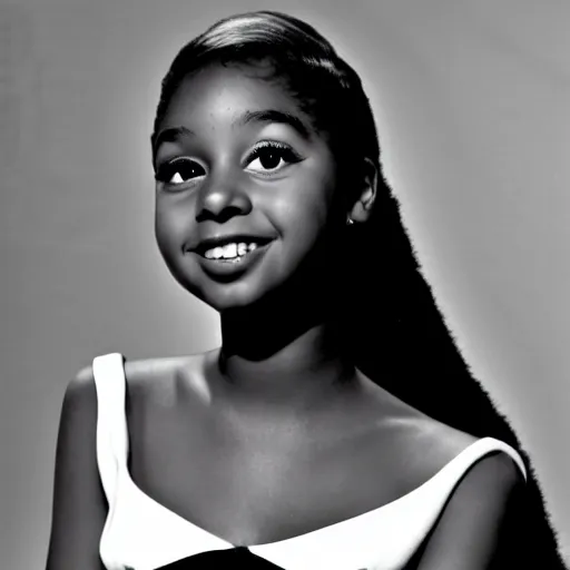 Image similar to black and white photo of a beautiful and elegant 1 9 6 5 young black actress