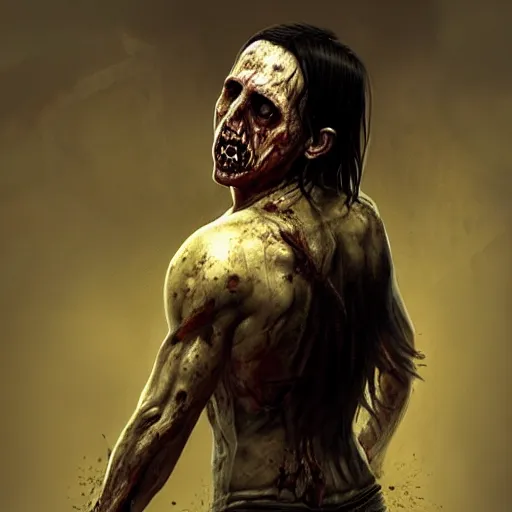 Prompt: young and handsome trent reznor as a zombie with shoulder length hair, 7 days to die zombie, realistic proportions, fine art, award winning, intricate, elegant, sharp focus, cinematic lighting, digital painting, 8 k concept art, art by brom, art by guweiz and z. w. gu, art by michael hussar, 8 k
