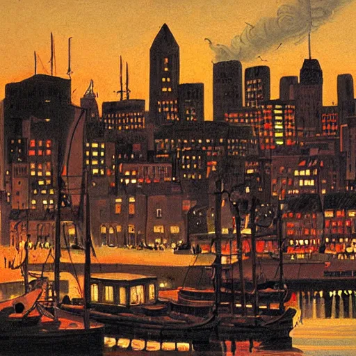 Image similar to painting of boston by michel delacroix