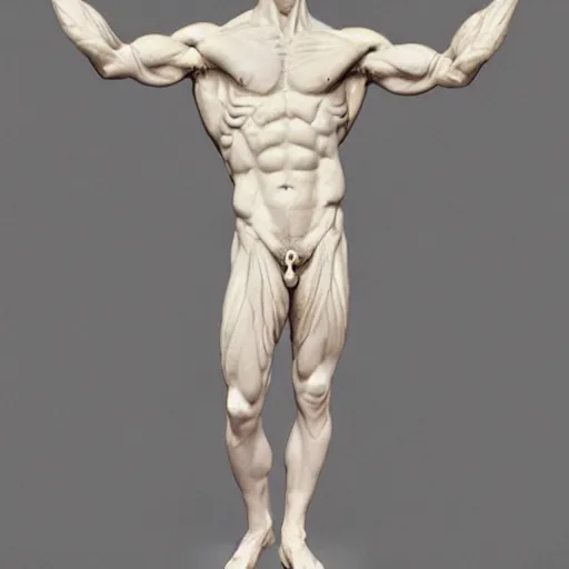 Prompt: hellenic marble sculpture of Jeffrey Epstein, realistic human anatomy sculpture, detailed anatomy, perfect anatomy, intricate sculpture, chiseled muscles, godlike