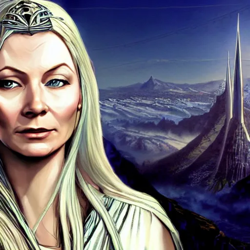 Prompt: galadriel in gta v, cover art by stephen bliss, boxart, loading screen