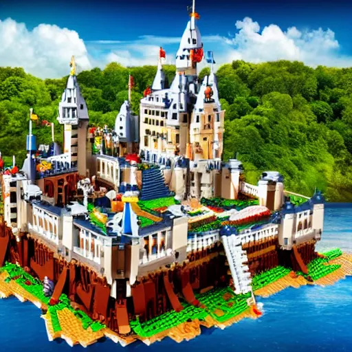 Prompt: LEGO castle, celestia, eden, river, fantasy artwork, award winning, very very very very very very very beautiful scenery, artstation