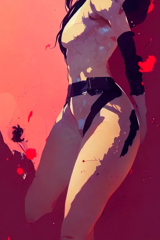 Image similar to an ultradetailed beautiful painting of a stylish woman fighter, by conrad roset, greg rutkowski and makoto shinkai, featured on artstation