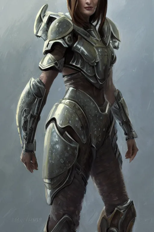 Image similar to a professional painting of a young Olivia Wilde, clothes in military armor, olive skin, long dark hair, beautiful bone structure, symmetrical facial features, intricate, elegant, digital painting, concept art, smooth, sharp focus, illustration, from StarCraft by Ruan Jia and Mandy Jurgens and Artgerm and William-Adolphe Bouguerea