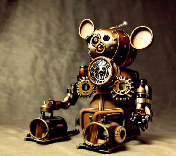 Image similar to steampunk ferret - shaped robot, steampunk steam - powered bioshock ferret - shaped mechanical creature
