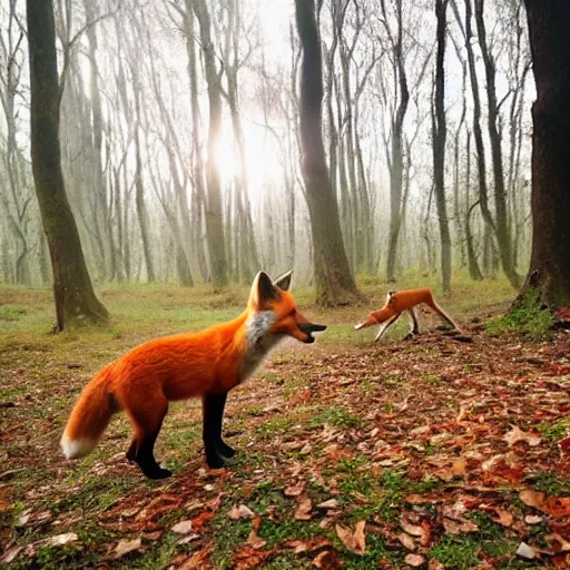 Image similar to a beautiful forest with a fox