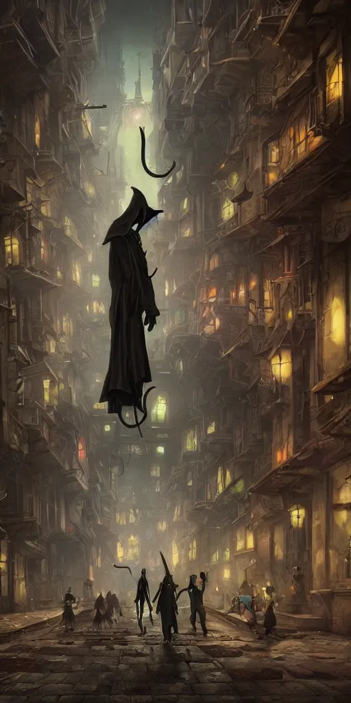 Image similar to a plague doctor and a humanoid rat in a sewer city, stephen bliss, unreal engine, fantasy art by greg rutkowski, loish, rhads, ferdinand knab, makoto shinkai and lois van baarle, ilya kuvshinov, rossdraws, tom bagshaw, alphonse mucha, global illumination, radiant light, detailed and intricate environment