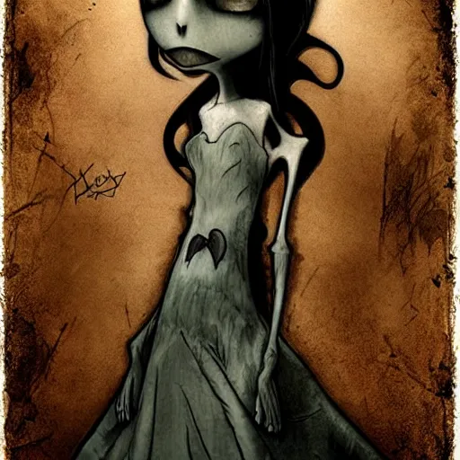 Image similar to grunge cartoon drawing of a plushie by - michael karcz , in the style of corpse bride, loony toons style, horror themed, detailed, elegant, intricate