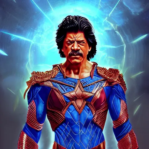 Image similar to Shahrukh khan as a ancient marvel superhero, artstation, Michael Whelan, digital art, felix Kelly, 8k photography