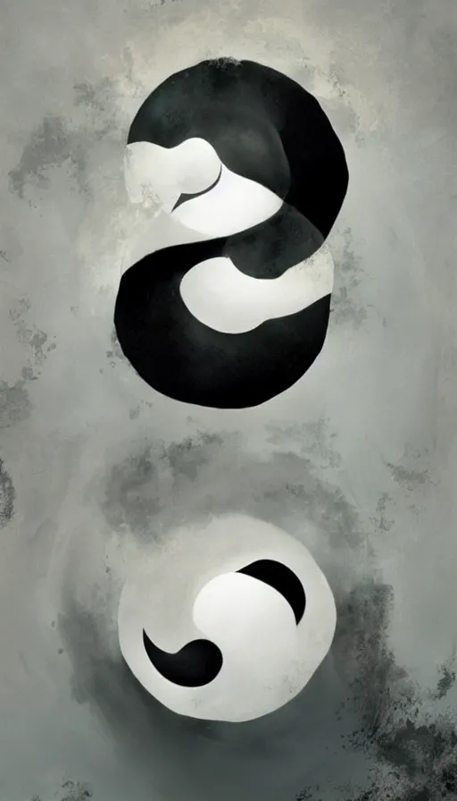 Image similar to Abstract representation of ying Yang concept, by Greg Rutkowski