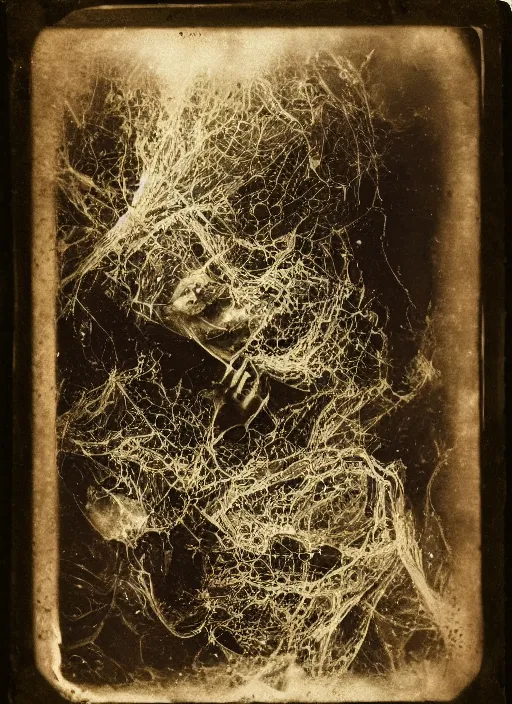 Image similar to old wetplate daguerreotype portrait of the birth of a genius writer, explosion of data fragments, fractal, intricate, elegant, highly detailed, parallax, leica, medium format, subsurface scattering, by jheronimus bosch and greg rutkowski and louis jacques mande daguerre