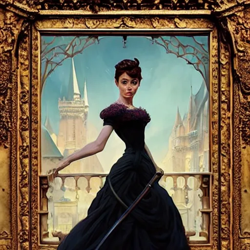 Image similar to audrey hepburn in an epic victorian novel, inside an ornate castle, intricate, elegant, highly detailed, digital painting, artstation, matte, illustration, art by artgerm, greg rutkowski, loish, rhads, ferdinand knab, makoto shinkai, lois van baarle, ilya kuvshinov, rossdraws, tom bagshaw