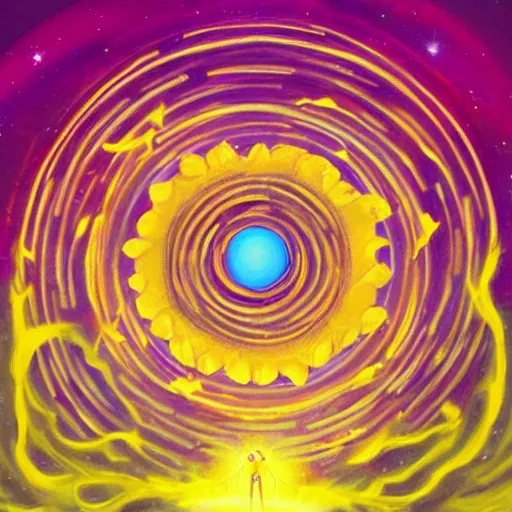 Image similar to The mighty donut, yellow aura, celestial, divine, Sci-fi Art