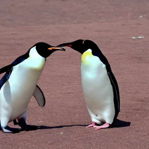 Image similar to two penguins taking a selfie and smiling