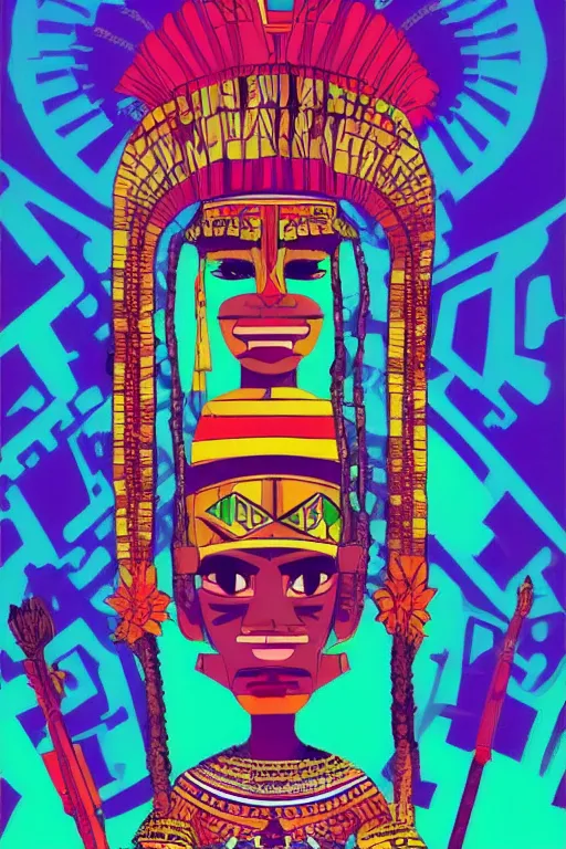 Image similar to beautiful aztec queen by jamie hewlett, jamie hewlett art, full body character concept art, vaporwave colors,