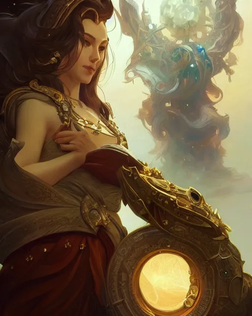 Image similar to the designer of the universe, deep focus, d & d, intricate, elegant, highly detailed, digital painting, artstation, concept art, matte, sharp focus, illustration, hearthstone, art by artgerm and greg rutkowski and alphonse mucha