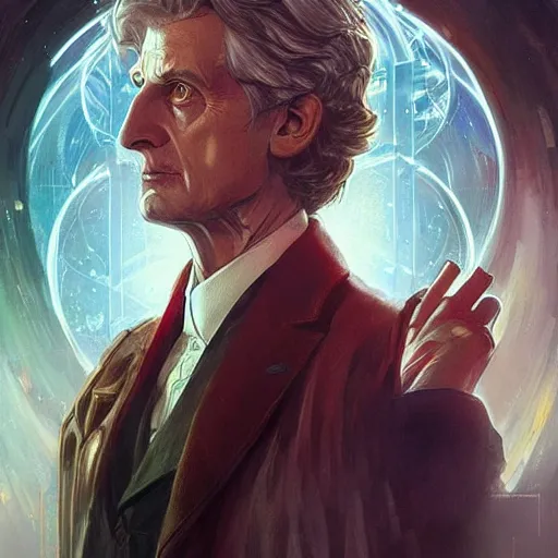 Prompt: Doctor Who, portrait, highly detailed, digital painting, artstation, concept art, sharp focus, illustration, art by artgerm and greg rutkowski and alphonse mucha