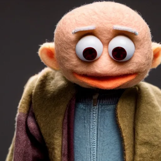 Image similar to jesse pinkman as a muppet. highly detailed felt. hyper real photo. 4 k.