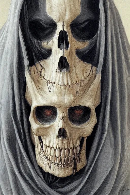 Prompt: portrait of the grim reaper collector of souls, by giancola, very detailed art, elegant, sophisticated, high resolution, smooth