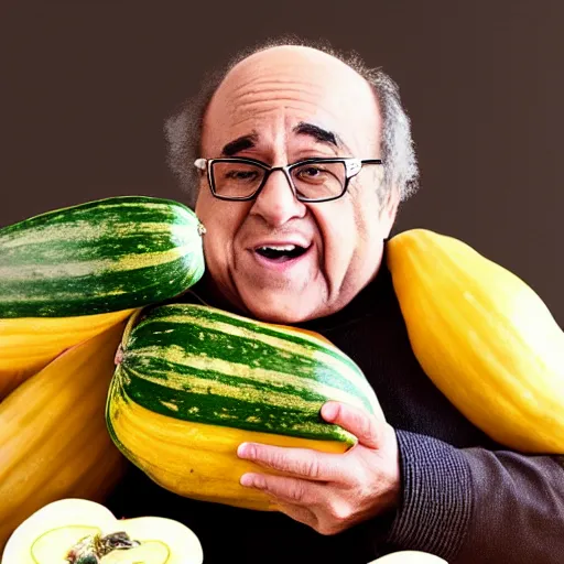 Image similar to a photoreal squash of Danny devito