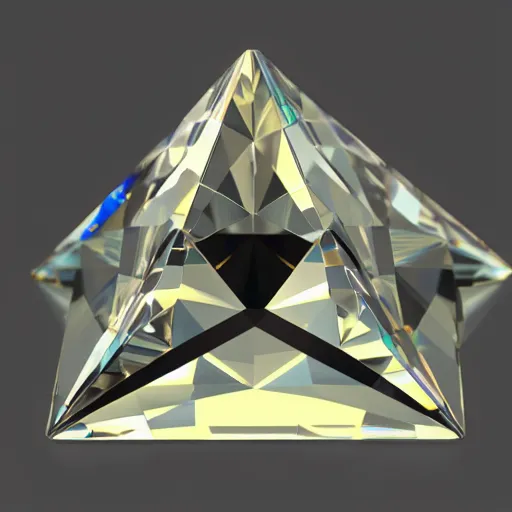 Image similar to A studio photo of a diamond in the shape of a perfect pyramid, realistic, ultra high detail, 8k, studio lighting.