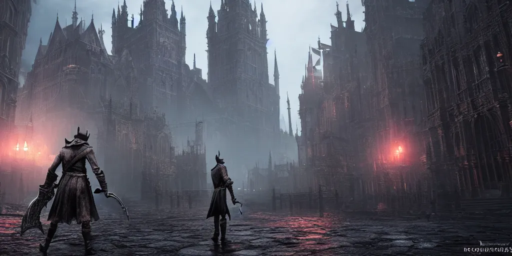 Prompt: bloodborne city street 8 k