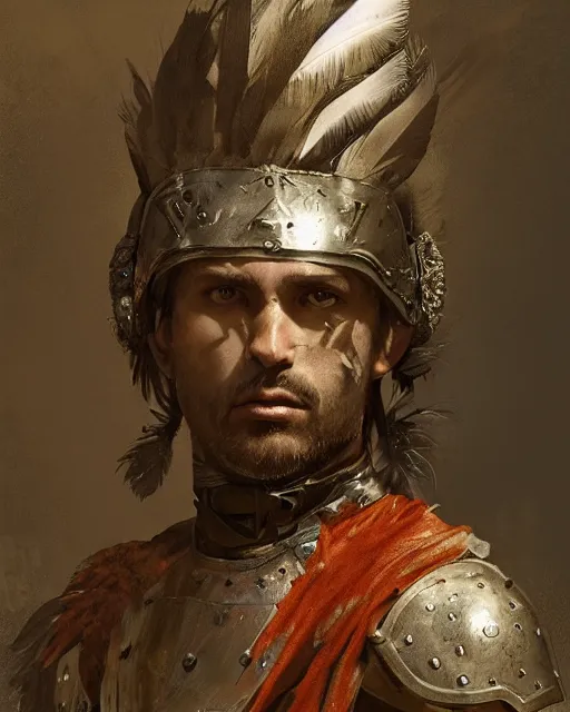 Image similar to Medieval warrior, strong, portrait, intricate, detailed, feathers, volumetric lighting, scenery, digital painting, highly detailed, artstation, sharp focus, illustration, concept art, ruan jia, steve mccurry