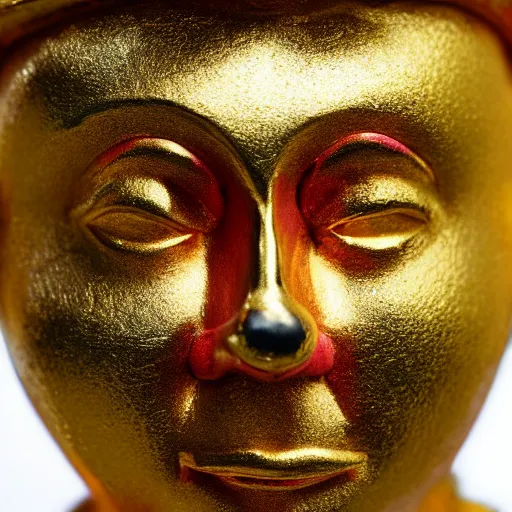 Image similar to a photo of a detailed golden statue of a Clown, 8K,