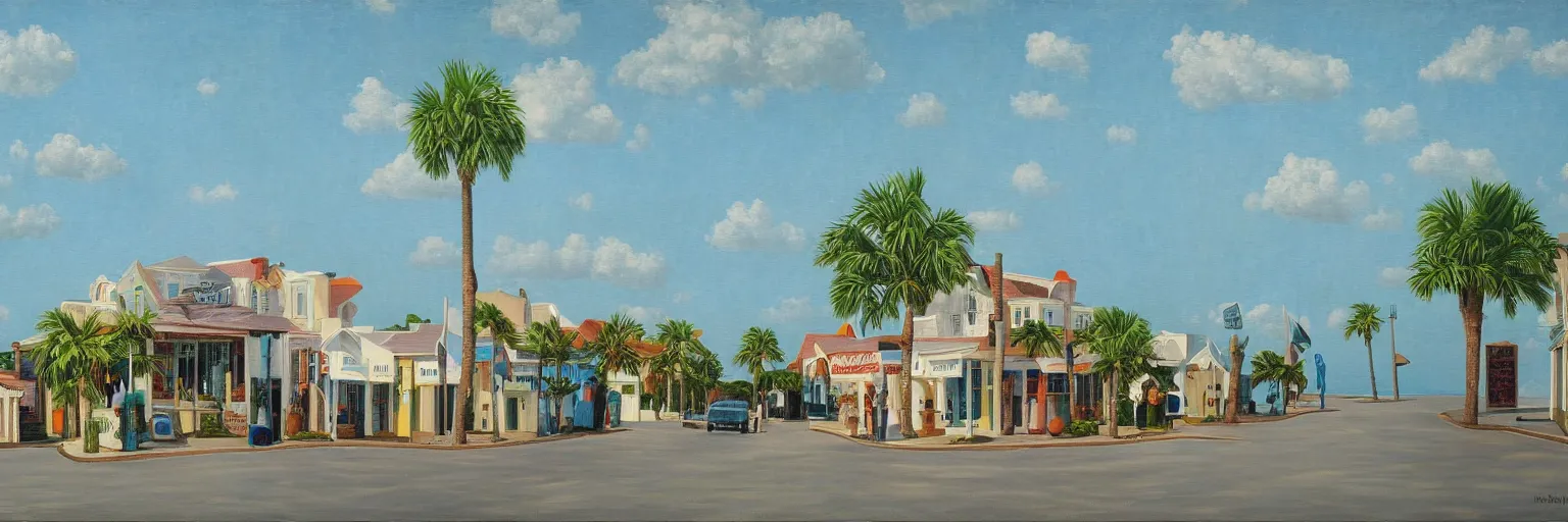 Prompt: key west oil painting magritte