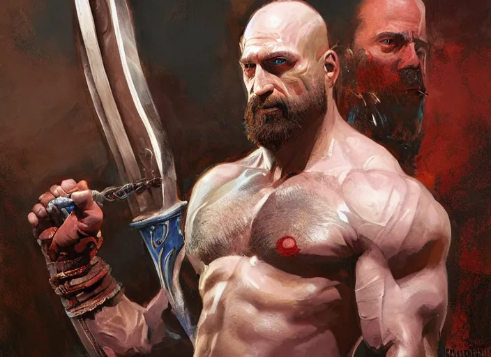 Prompt: a highly detailed beautiful portrait of bob odenkirk as kratos, by gregory manchess, james gurney, james jean