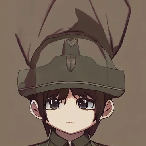 Image similar to beautiful little arian boy in nazi uniform. made in abyss art style, inspired by kris from deltarrune, cute detailed artwork, anatomically correct, soft details, ilya kuvshinov, reflection, perfect composition, portrait, illumination, digital art, detailed anime soft face, symmetrical face